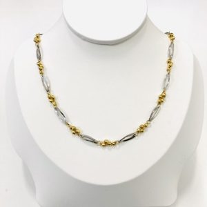 K18/Pt850 ハーフデザインネックレス