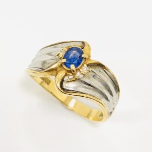 K18Pt900 サファイア付きリング