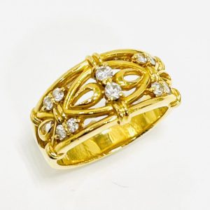 K18 メレダイヤ0.23ct付きリング