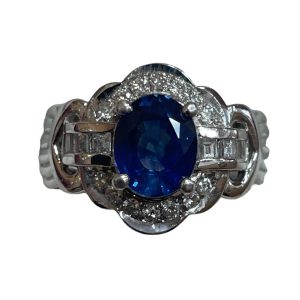 Pt900(プラチナ) サファイア1.68ct 脇石メレ0.33ct リング