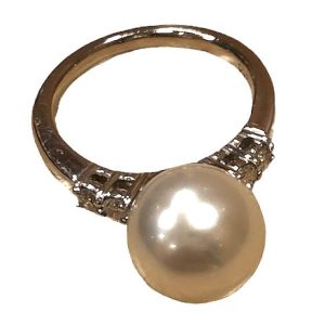 Pt900 プラチナ900 パール メレダイヤ リング