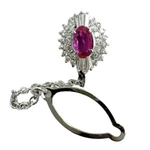 Pt900 プラチナ900 ルビー0.43ct メレダイヤ0.63ct ラペルピン
