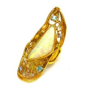 K18 リング オパール メレダイヤ