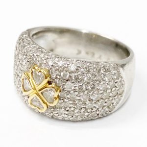Pt900/K18 コンビ メレダイヤ 2ct リング