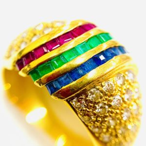 K18 ルビー  サファイア エメラルド ゴールドリング