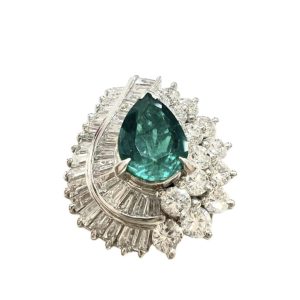 Pt900 プラチナ900 エメラルド1.4ct メレダイヤ0.38ct リング