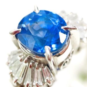 Pt850 サファイア メレダイヤモンド ジュエリーリング