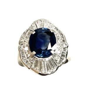 Pt900 プラチナ サファイア 4.0ct メレ1.336ct リング