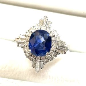 Pt900 サファイア3.56ct メレダイヤ1.02ct リング