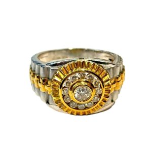 Pt900/K18　ダイヤ付き　コンビリング