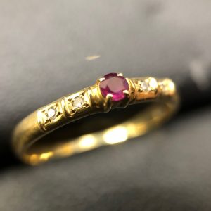 K18 ルビー付きリング