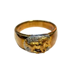 K18 Pt900 ダイヤ付きコンビリング