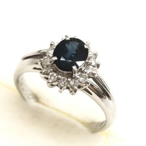 Pt850 プラチナ850 サファイア メレダイヤ リング 指輪
