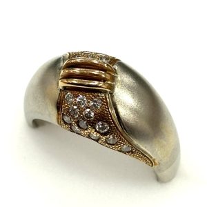 K18 Pt900 金 プラチナ メレダイヤ付き コンビ リング アクセサリー ジュエリー