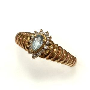 K18 18金 アクアマリン メレダイヤ リング アクセサリー ジュエリー