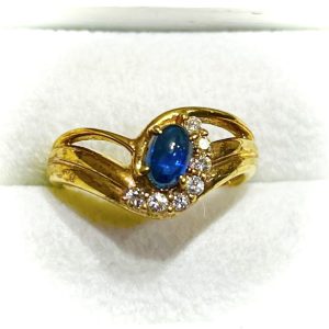 K18(18金) サファイア メレダイヤ リング