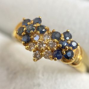 K18 サファイア メレダイヤ リング 18金 750