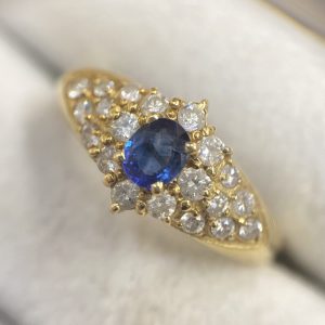 K18 サファイア メレダイヤ リング 18金 750