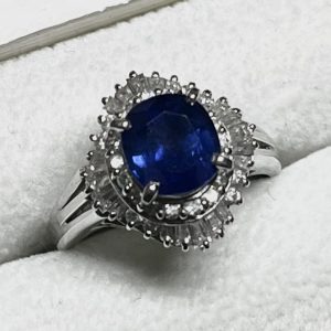Pt900 プラチナ サファイア 2.035Ct ダイヤモンド 0.740Ct リング