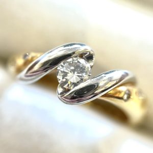 K18 Pt900 ダイヤモンドリング