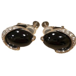 K14WG オニキス メレダイヤ イヤリング