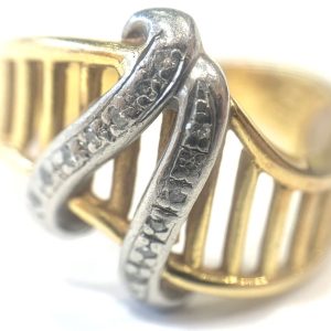 K18 18金 750 Pt900 リング 金ベース コンビ メレダイヤモンド