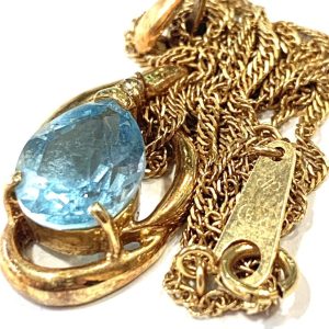 K18 18金 750 ネックレス ブルートパーズ メレダイヤモンド 0.01ct