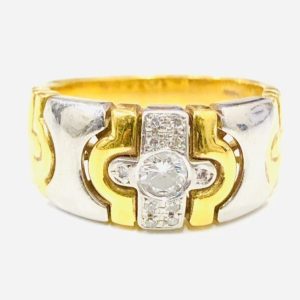 K18ベースPt900 ダイヤモンド0.2ct付リング