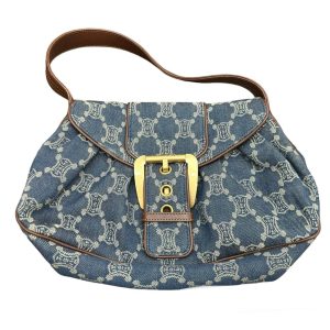 CELINE セリーヌ マカダム柄 デニム ショルダーバッグ
