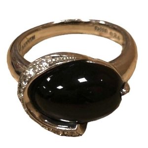 Pt900 プラチナ900 オニキス メレダイヤ リング