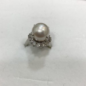 Pt900 パール ダイヤ付き リング