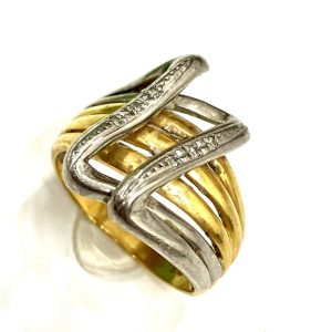 K18Pt850 メレダイヤ付きリング