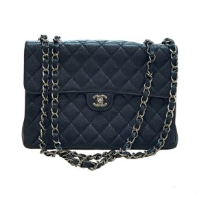 CHANEL シャネル キャビアスキン デカマトラッセ Wチェーン ショルダーバッグ  ゴールド金具