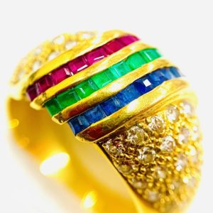 K18 ルビー  サファイア エメラルド ゴールドリング