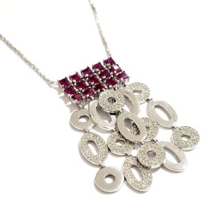 K18WG ルビー メレダイヤ付き ネックレス アクセサリー
