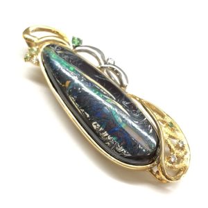 K18 18金 オパール ブローチ