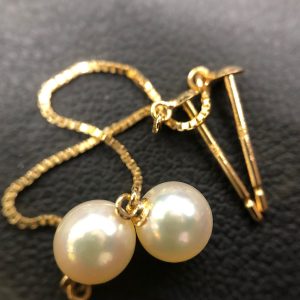K18パール付きピアス