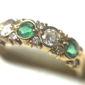 K18 18金 エメラルド メレダイヤリング