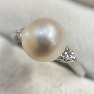 Pt900 パール メレダイヤ リング プラチナ900