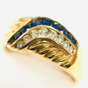 K18 メレダイヤ サファイア リング