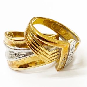 K18/Pt900 メレダイヤモンド付き リング 2点