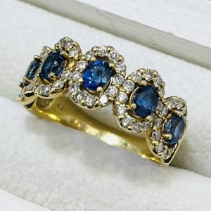 K18 18金 サファイア1.92Ct ダイアモンド1.0Ct リング