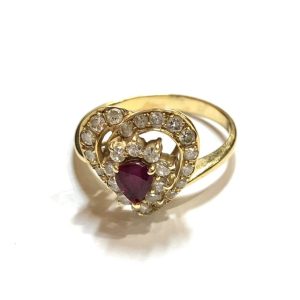 K18 18金 リング ルビー メレダイヤ