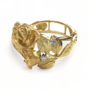 K18 Pt900 コンビ 金ベース リング メレダイヤモンド