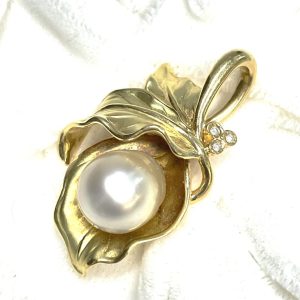 K18 パール付き ネックレストップ 750 18金