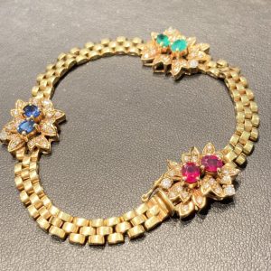 K18 ルビー サファイア エメラルド ブレスレット 750 18金