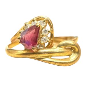 K18 ルビー0.15ct メレダイヤ0.1ct リング