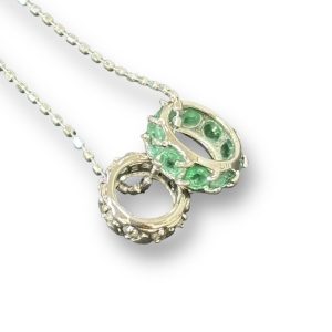 K18WG 18金 エメラルド メレダイヤ ネックレス