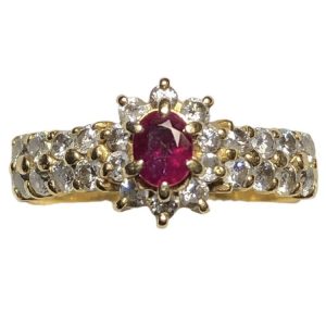 K18 18金 ルビー メレダイヤ リング アクセサリー