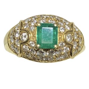 K18 18金 エメラルド メレダイヤ リング アクセサリー